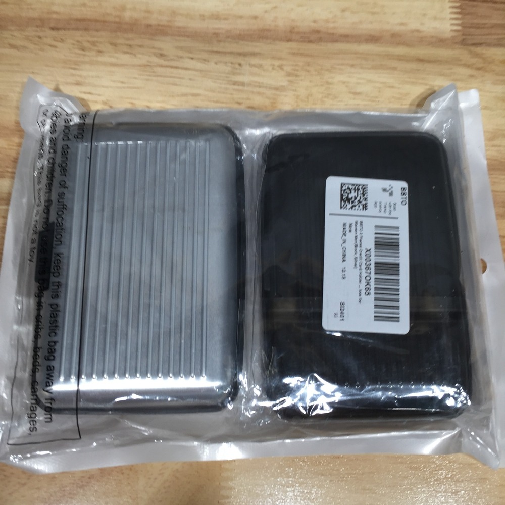 BBTO 2 Piece Credit Card Holder Set Black Silver Hardshell Slim Wallet‎